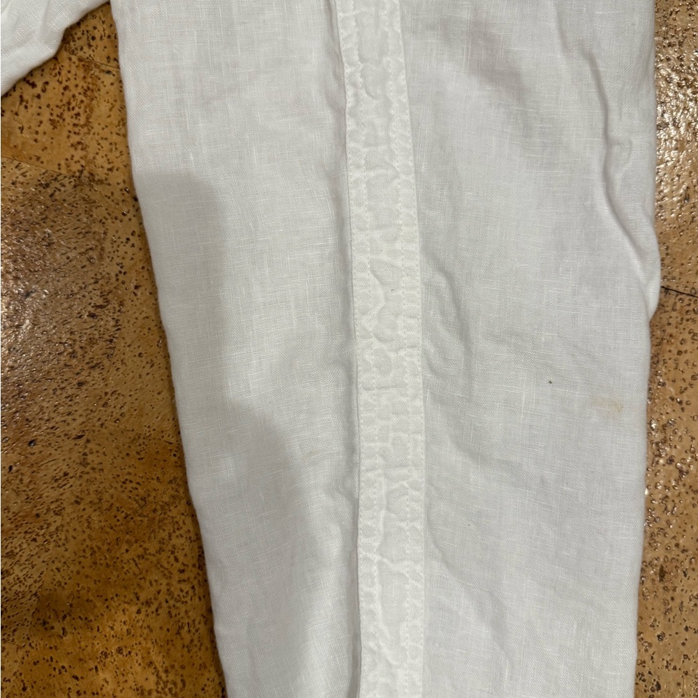 Athleta Cabo Linen Joggers Women's 8 White Chambray Pants 100% Linen Airy Beach - Picture 9 of 16